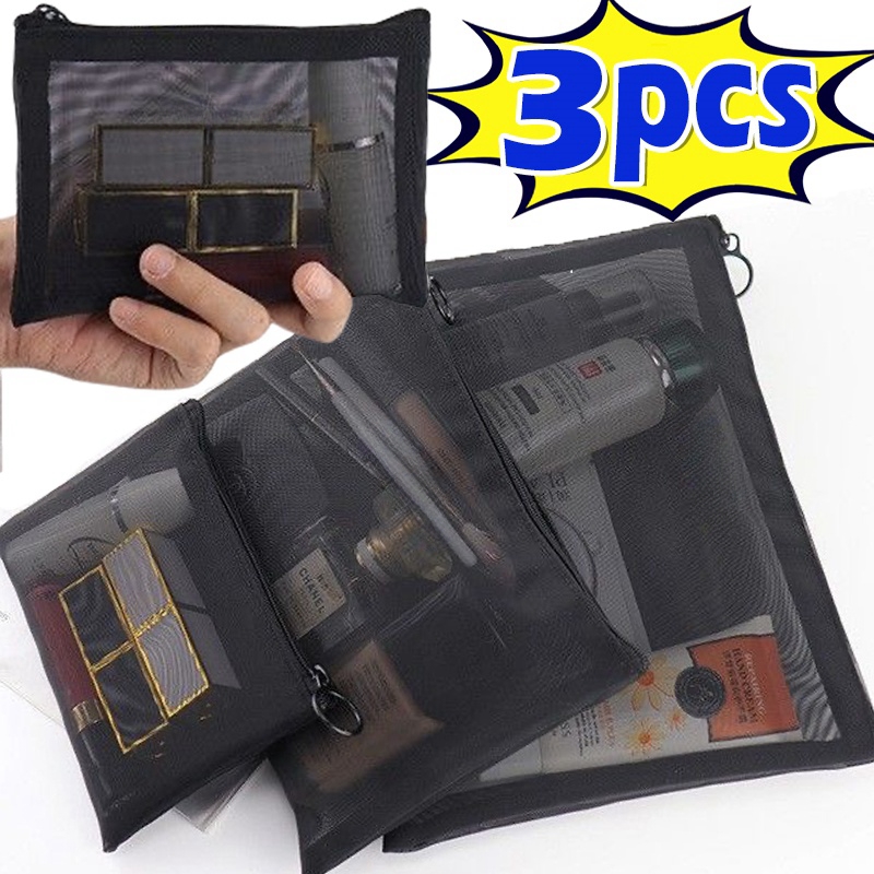 AliExpress Clear Mesh Travel Cosmetic Bags (Black)