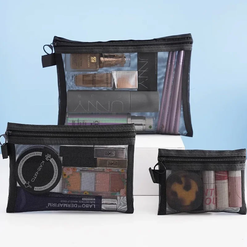 AliExpress Clear Mesh Travel Cosmetic Bags (Black), view 2