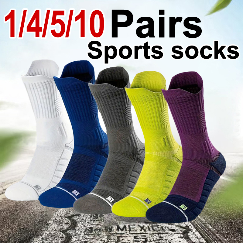 AliExpress 1/4/5/10 Pairs Men Sports Socks Cushioning Technology Odor Proof Sweat Absorbing Breathable Running Basketball Compression Sock