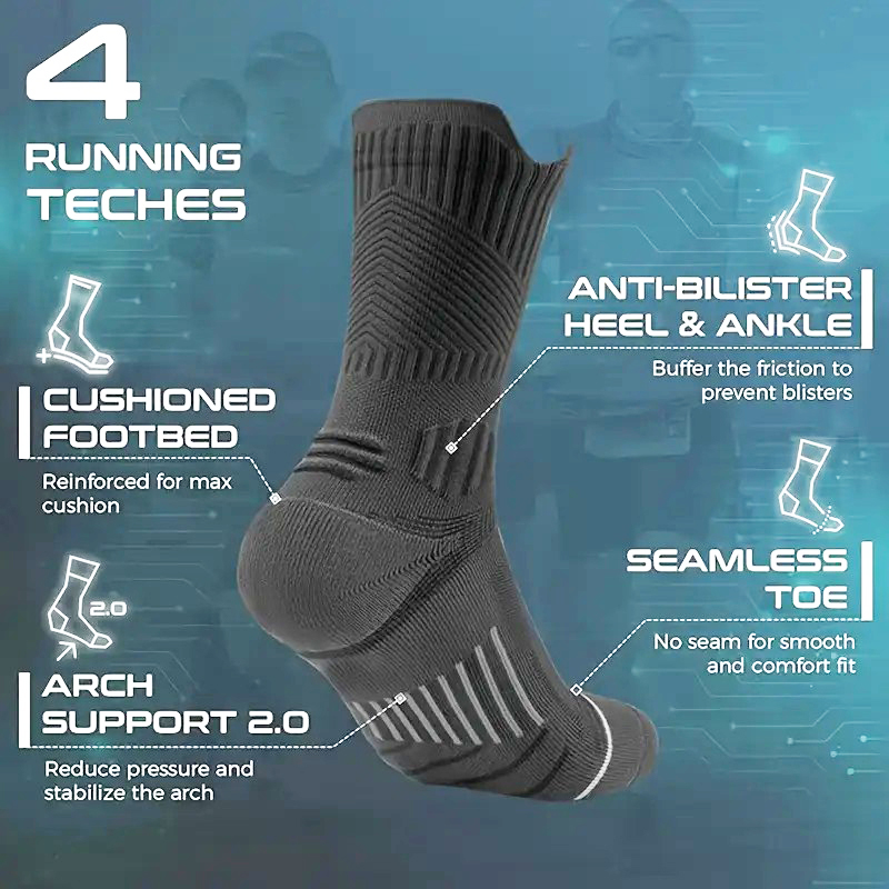 AliExpress 1/4/5/10 Pairs Men Sports Socks Cushioning Technology Odor Proof Sweat Absorbing Breathable Running Basketball Compression Sock, view 3