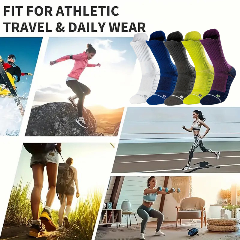 AliExpress 1/4/5/10 Pairs Men Sports Socks Cushioning Technology Odor Proof Sweat Absorbing Breathable Running Basketball Compression Sock, view 6