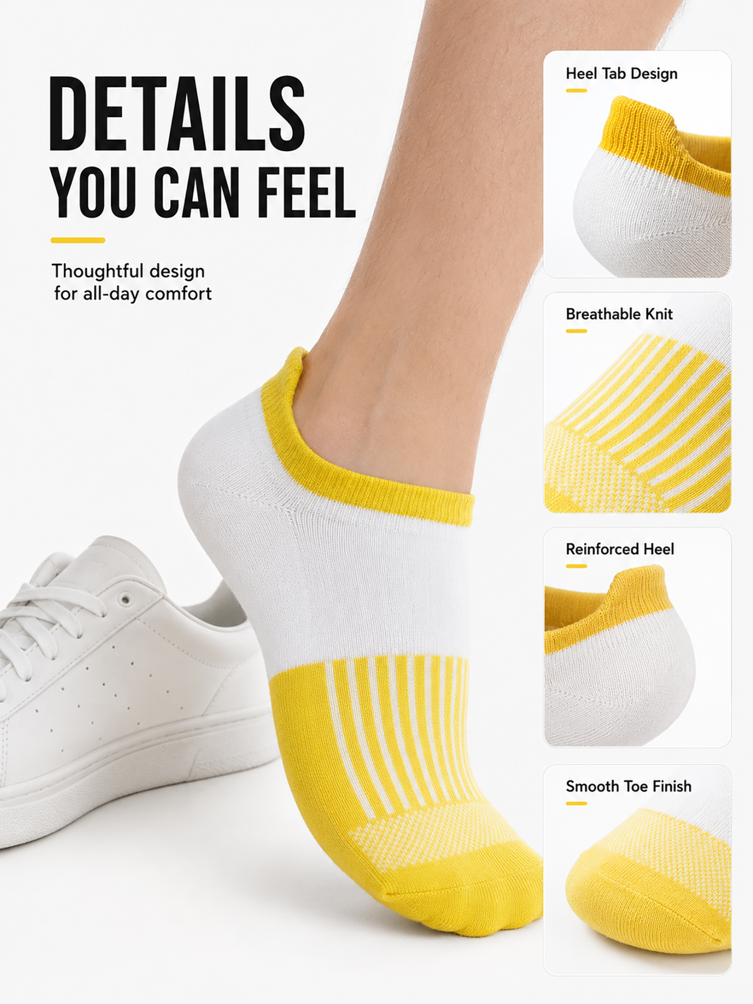 AliExpress 1/4/6Pairs Women Color Block Ankle Socks Summer Breathable Cotton Cushioned Low Cut Sports Running Anti Slip Moisture Wicking, view 2