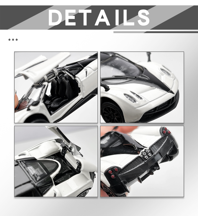 AliExpress 1:43 Alloy 3 Doors Open HUAYRA Die Cast Model Race Car Toy with Pullback Action Model Car for Collection and Ornament Gift, view 5