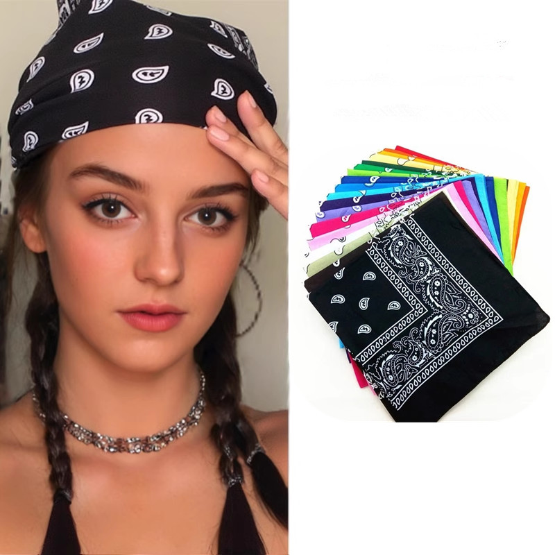 AliExpress 1-4Pcs Fashion Hip Hop Cotton Bandana Square Scarf 54cm*54cm Black Red Paisley Headband Printed For Women/Men/Boys/Girls