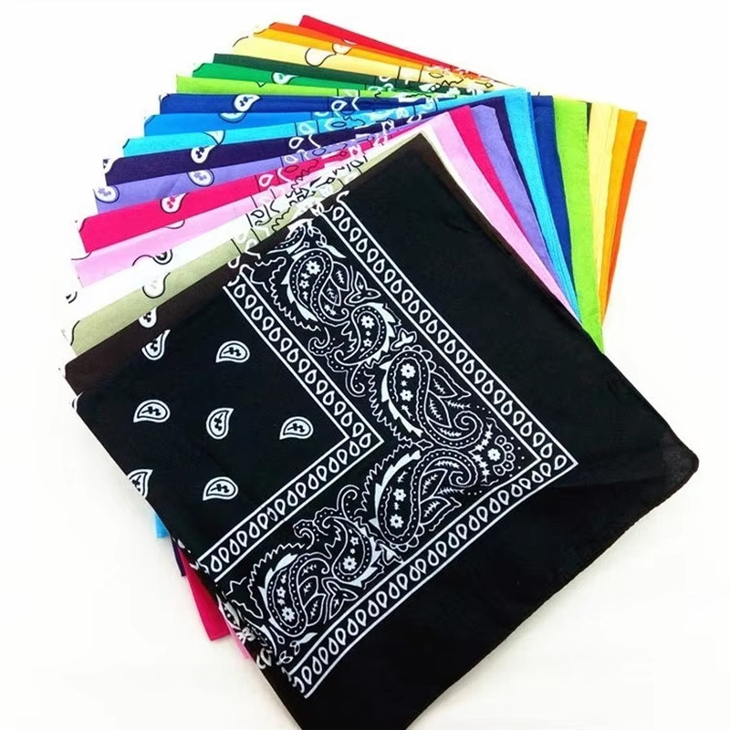 AliExpress 1-4Pcs Fashion Hip Hop Cotton Bandana Square Scarf 54cm*54cm Black Red Paisley Headband Printed For Women/Men/Boys/Girls, view 2