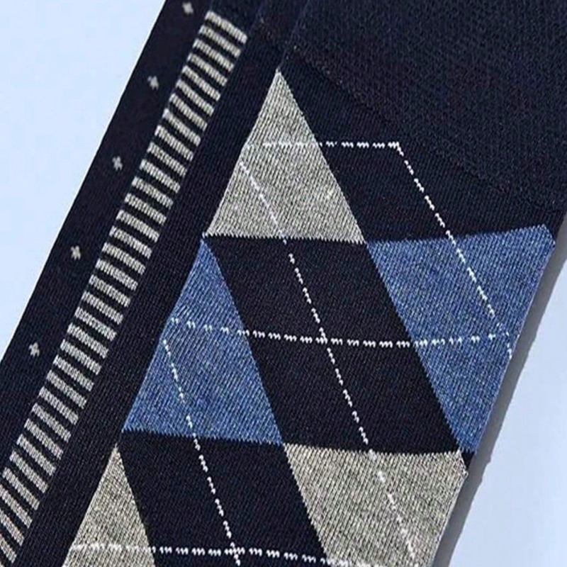 AliExpress 1/5 Pairs Men Diamond Pattern Business Mid Tube Socks Anti Odor Sweat Absorbing Comfortable Breathable All Season Casual Socks, view 5