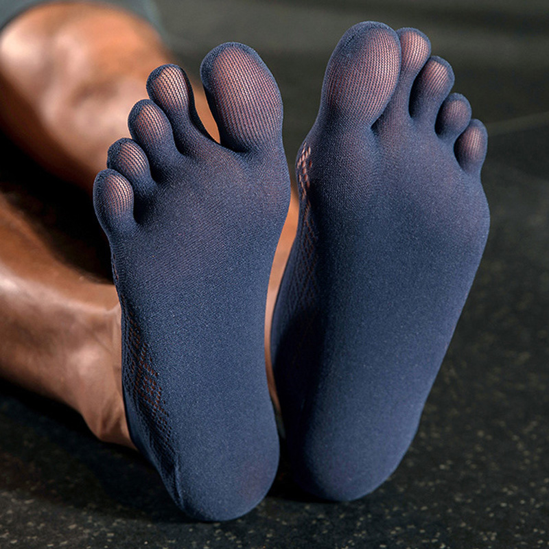AliExpress 1/5 Pairs Summer Invisible No Show Five Finger Socks Mens Thin Velvet Non-Slip Mesh Breathable Elastic Solid Silk Socks Toes, view 5