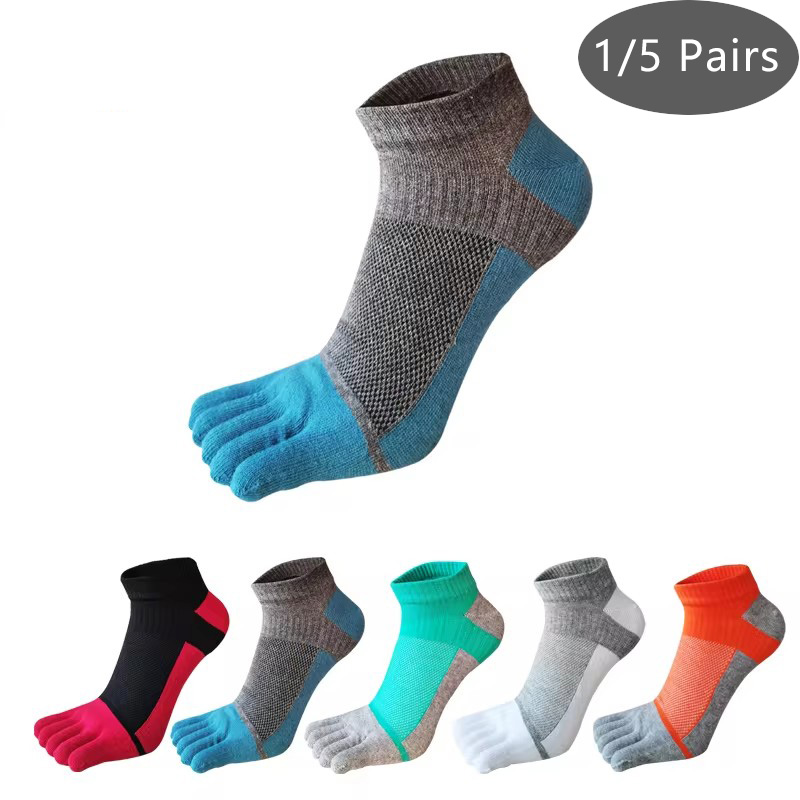 AliExpress 1/5 Pairs Summer Toe Ankle Socks Cotton Colorful Mesh Breathable Shallow Mouth Sweat-Absorbing Deodorant No Show 5 Finger Socks