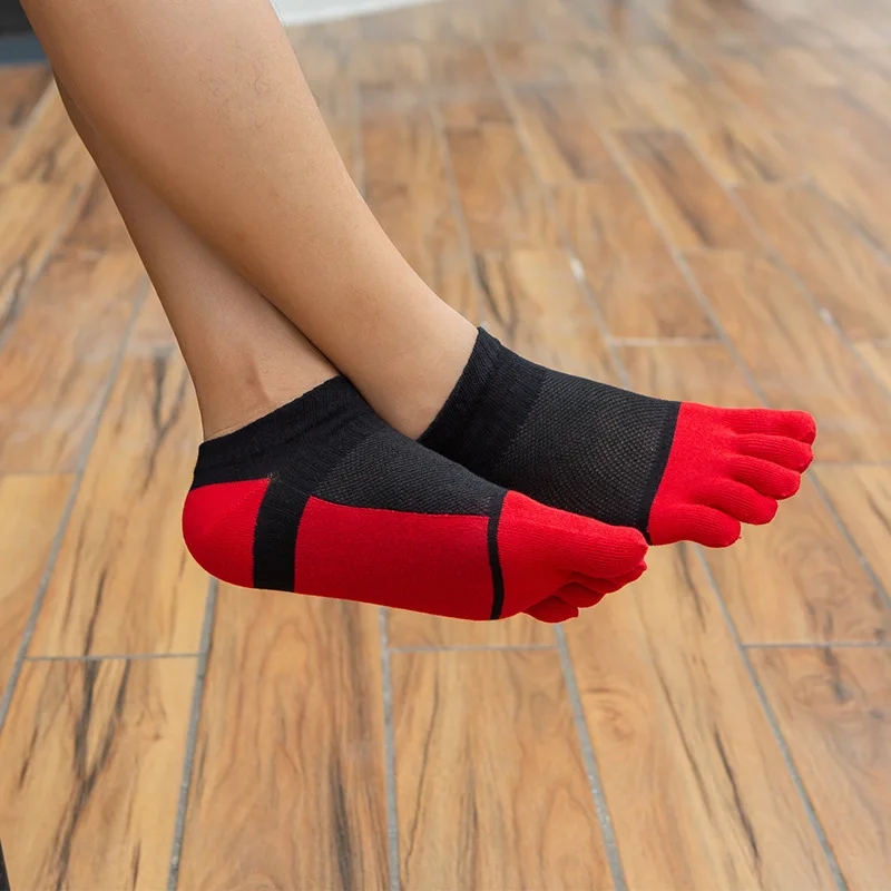 AliExpress 1/5 Pairs Summer Toe Ankle Socks Cotton Colorful Mesh Breathable Shallow Mouth Sweat-Absorbing Deodorant No Show 5 Finger Socks, view 3
