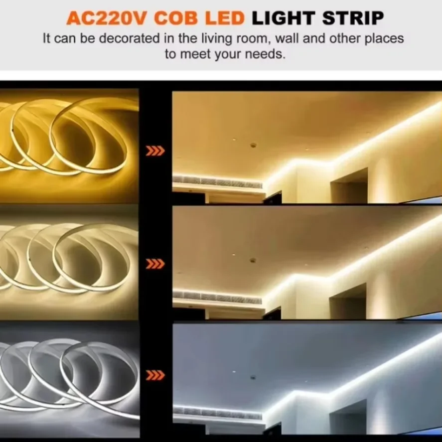 AliExpress Driverless 220V COB LED Strip Light (1-5m), view 5
