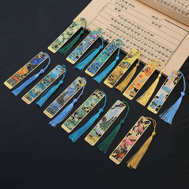 AliExpress 1-6-12 Pcs Creative Metal Book Mark Vintage Oil Painting Bookmark Office School Supplies Funny Gift Stationery Items, view 2