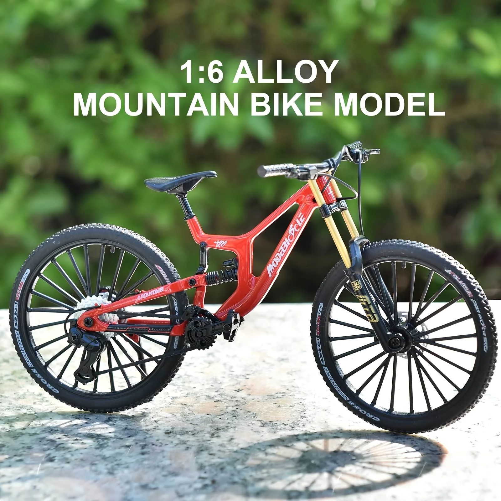 AliExpress 1:6 Scale Alloy Mountain Bike Model Realistic Gear Toy with Front & Rear Shock Absorbers for Bicycle Enthusiasts