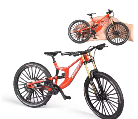AliExpress 1:6 Scale Alloy Mountain Bike Model Realistic Gear Toy with Front & Rear Shock Absorbers for Bicycle Enthusiasts, view 3
