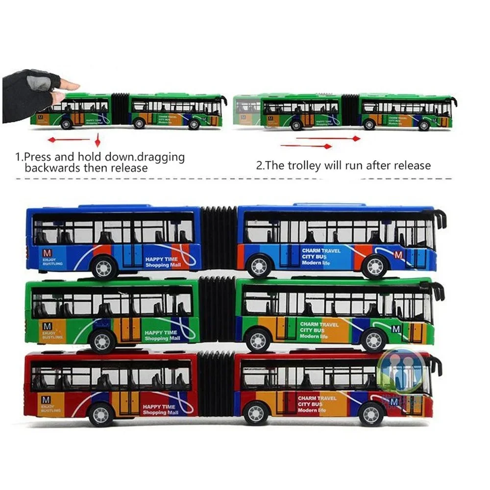AliExpress 1/64 Diecast Alloy City Bus Pull Back Cars Kids Toy Car Inertia Vehicle Model Toy Educational Toys for Children Gift Boys Toys, view 2