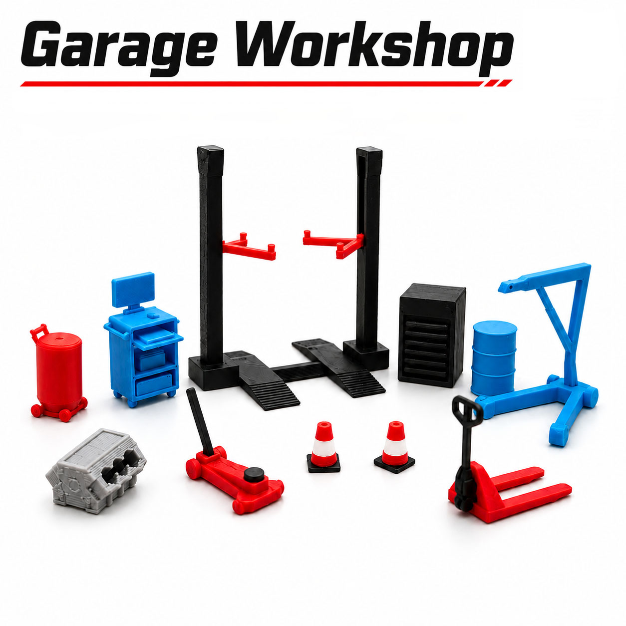 AliExpress 1:64 Garage Workshop Miniature Accessory Set, Car Lift Tools, Repair Shop Diorama Display Decor for Model Cars