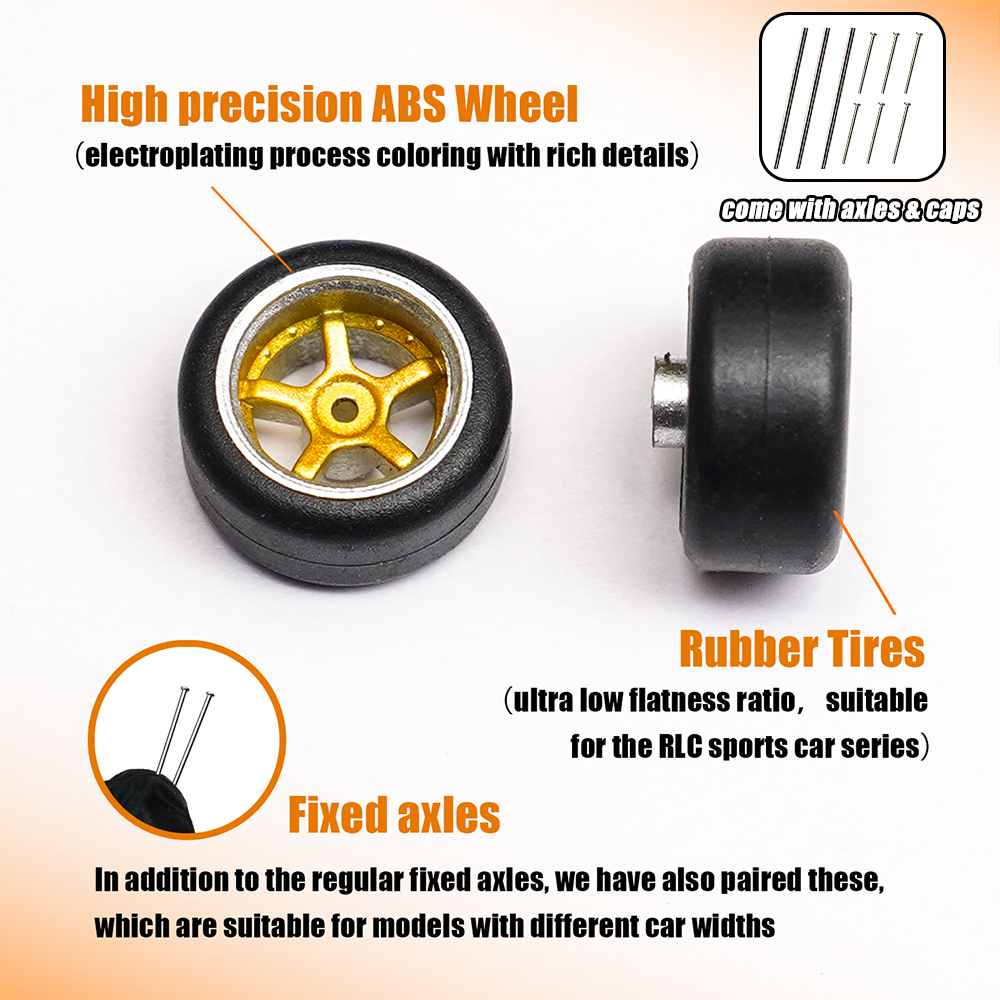 AliExpress 1/64 Model Car Electroplated Silver Wheels with Fixed Rubber Tires Comes with rivets for Diecast Model  Refiting Parts 4pcs 1set, view 2