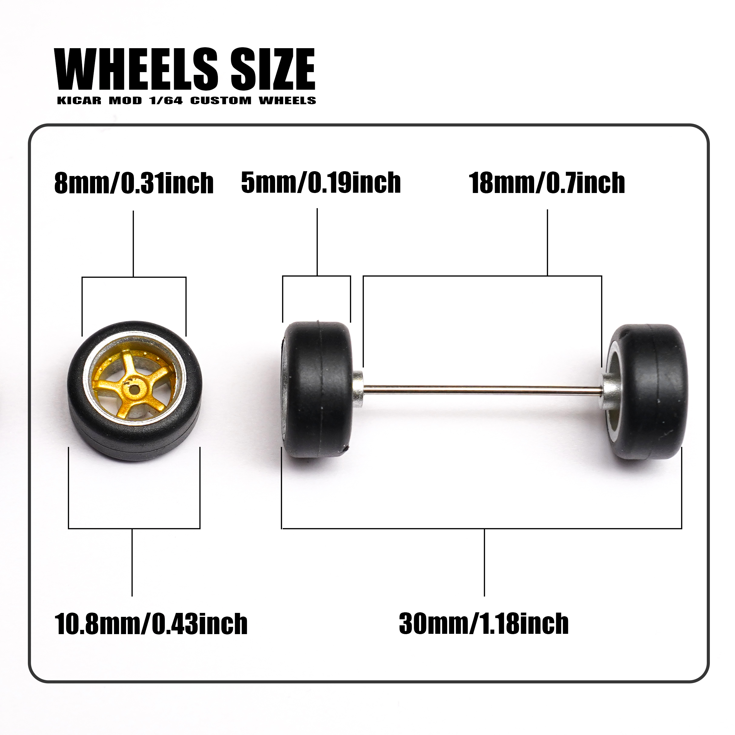 AliExpress 1/64 Model Car Electroplated Silver Wheels with Fixed Rubber Tires Comes with rivets for Diecast Model  Refiting Parts 4pcs 1set, view 3