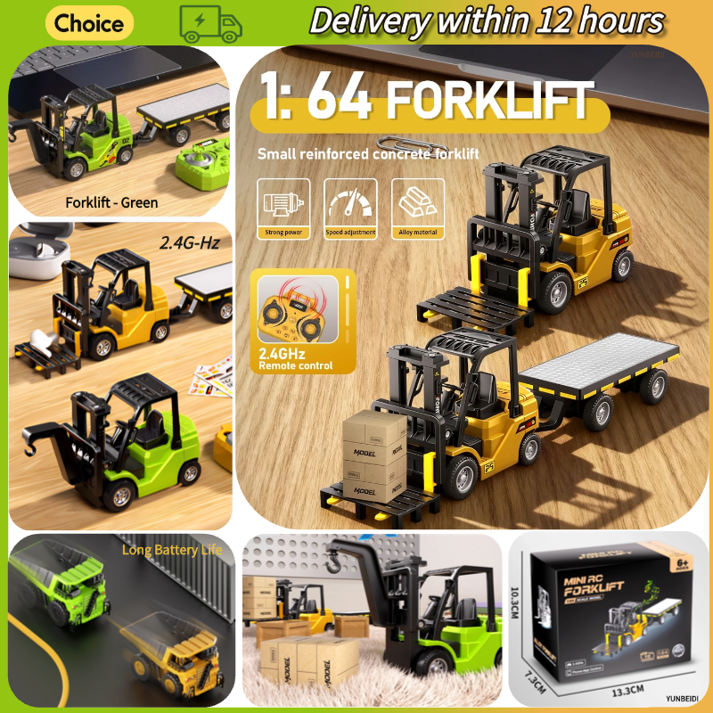 AliExpress 1:64 Remote Control and Alloy Truck Forklift with Trailer Worktop Mini Bluetooth RC Elevator Vehicle Children's Toy Holiday Gift