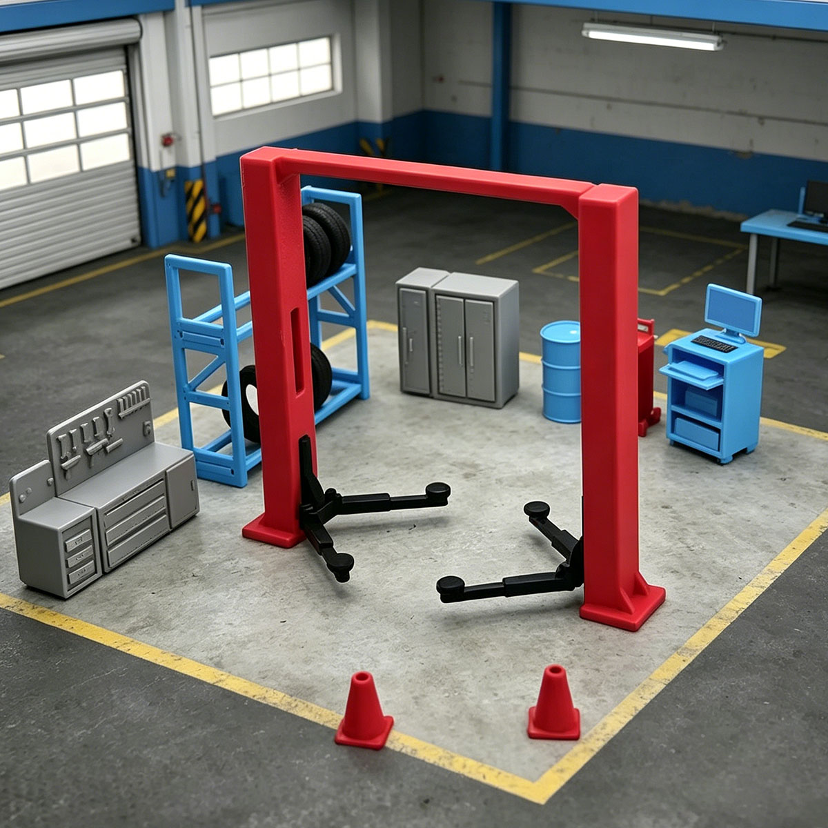 AliExpress 1/64 Scale Garage Diorama, Mini Auto Repair Workshop Scene Model, DIY Desktop Display Decoration, Hobby Craft Accessories, view 2
