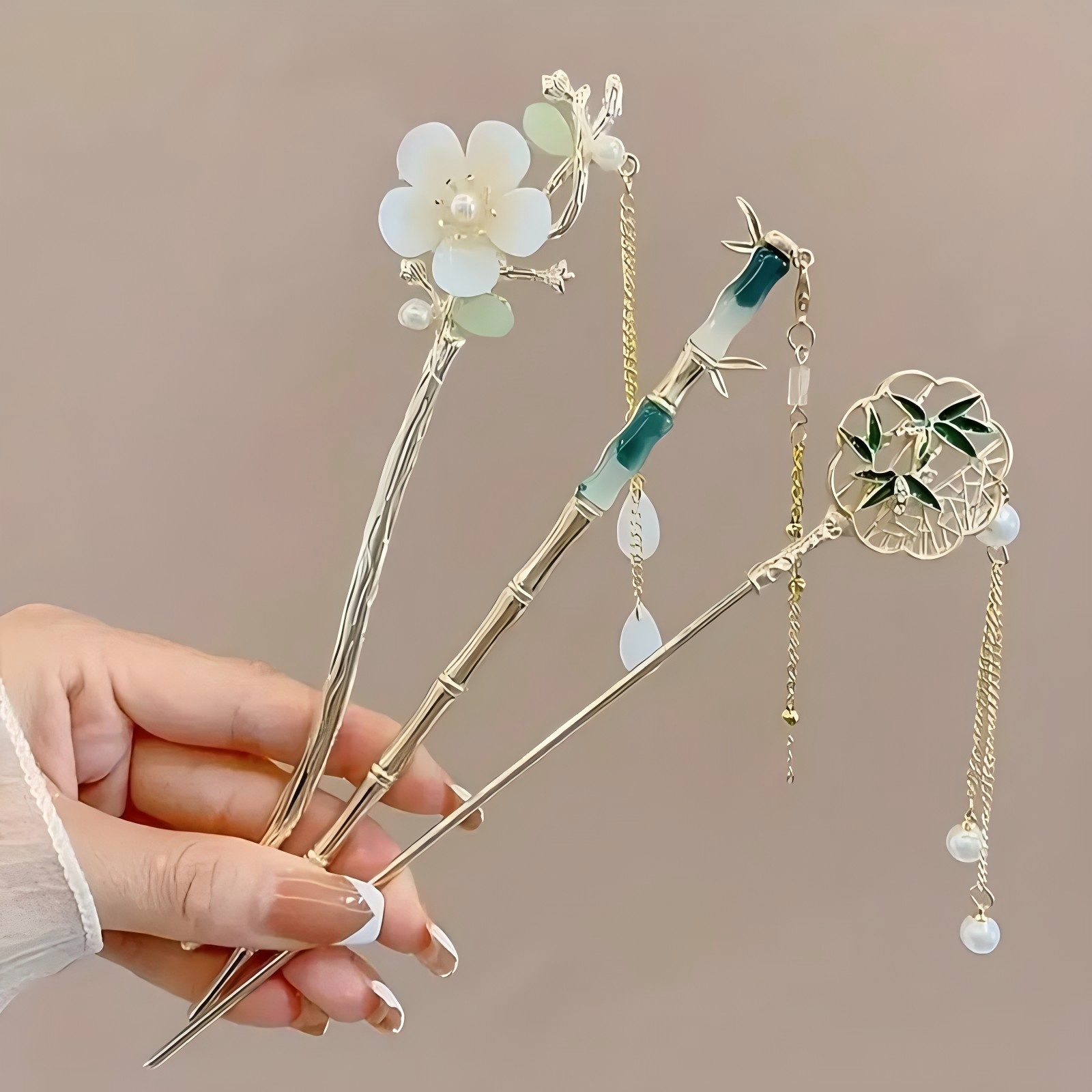 AliExpress Chinese Style Floral Tassel Hair Stick, view 2