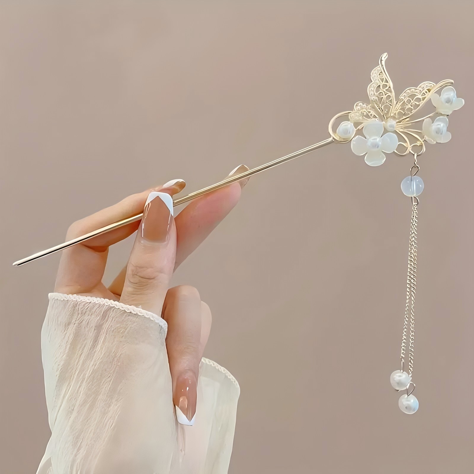 AliExpress Chinese Style Floral Tassel Hair Stick, view 3