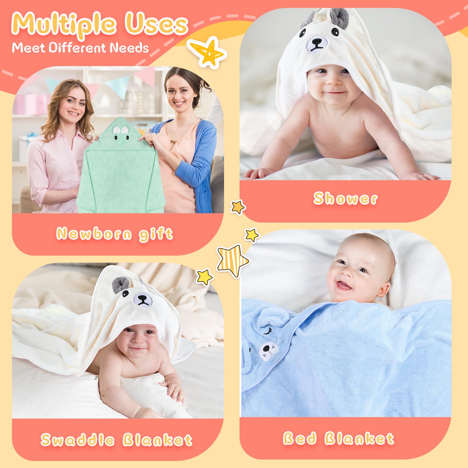 AliExpress 1 Cute Cartoon Animal-Shaped Multifunctional Large Towel for Infants and Toddlers, Made of Soft Coral Fleece Fabric, Polyester Material, Quick-Drying and Water-Absorbent Design, Can Be Used as a Bath Towel, Blanket, or Bathrobe, a Perfect Holiday Gift for Babies, view 6