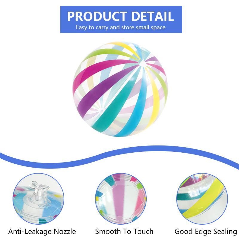 AliExpress 1 lorful Dots & Stripes PVC Inflatable Ball - Transparent Printed Toy for Pool Parties, Family Games, Kids Play, Indoor/Outdoor, view 4