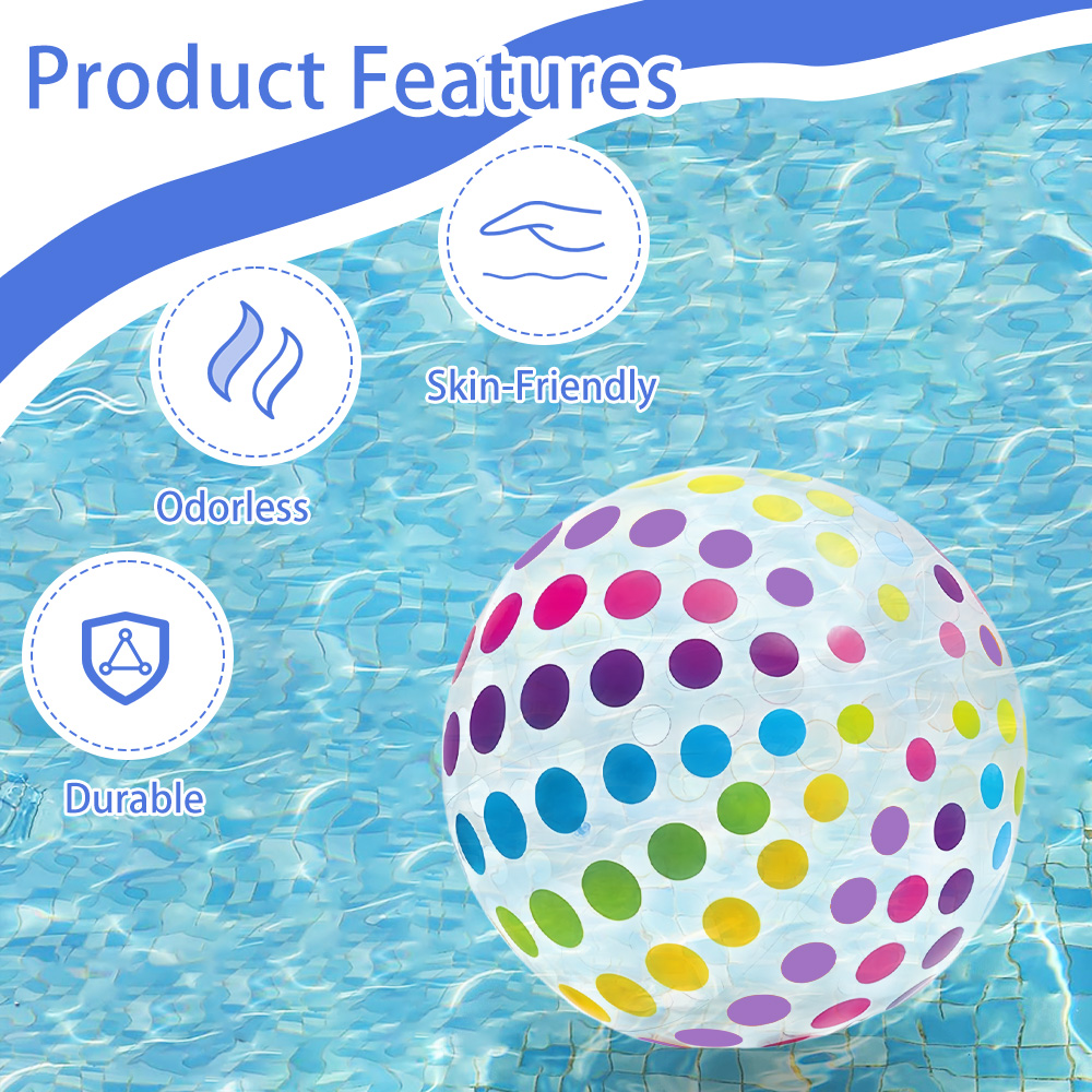 AliExpress 1 lorful Dots & Stripes PVC Inflatable Ball - Transparent Printed Toy for Pool Parties, Family Games, Kids Play, Indoor/Outdoor, view 5