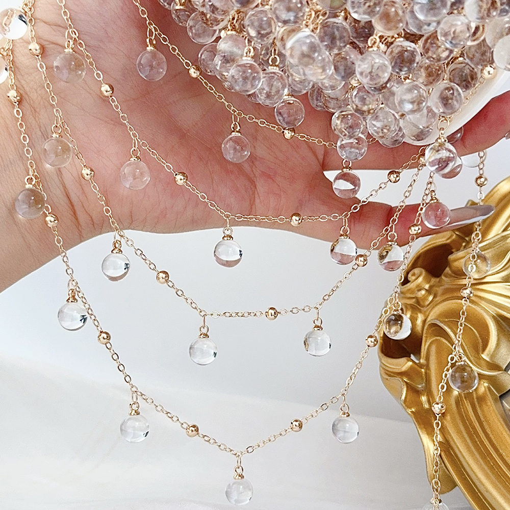 AliExpress Transparent Glass Bead Teardrop Chain (1m)