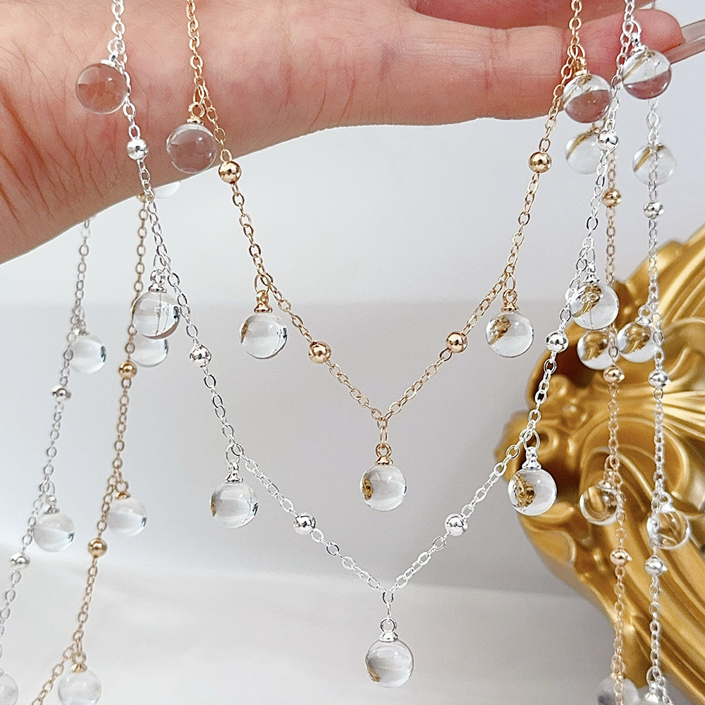 AliExpress Transparent Glass Bead Teardrop Chain (1m), view 2