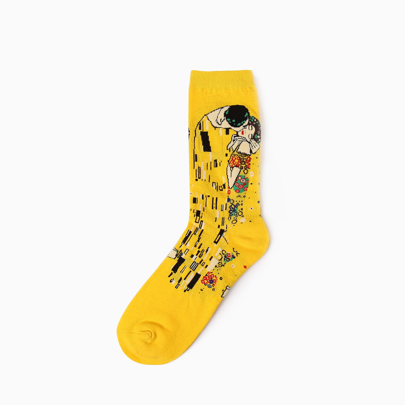 AliExpress 1 Pair Autumn Winter Retro Men Socks Couple Socks New Art Van Gogh Mural World Famous Oil Painting Series Funny Socks, view 4
