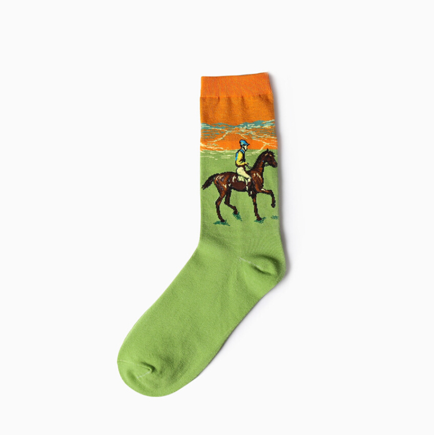 AliExpress 1 Pair Autumn Winter Retro Men Socks Couple Socks New Art Van Gogh Mural World Famous Oil Painting Series Funny Socks, view 5