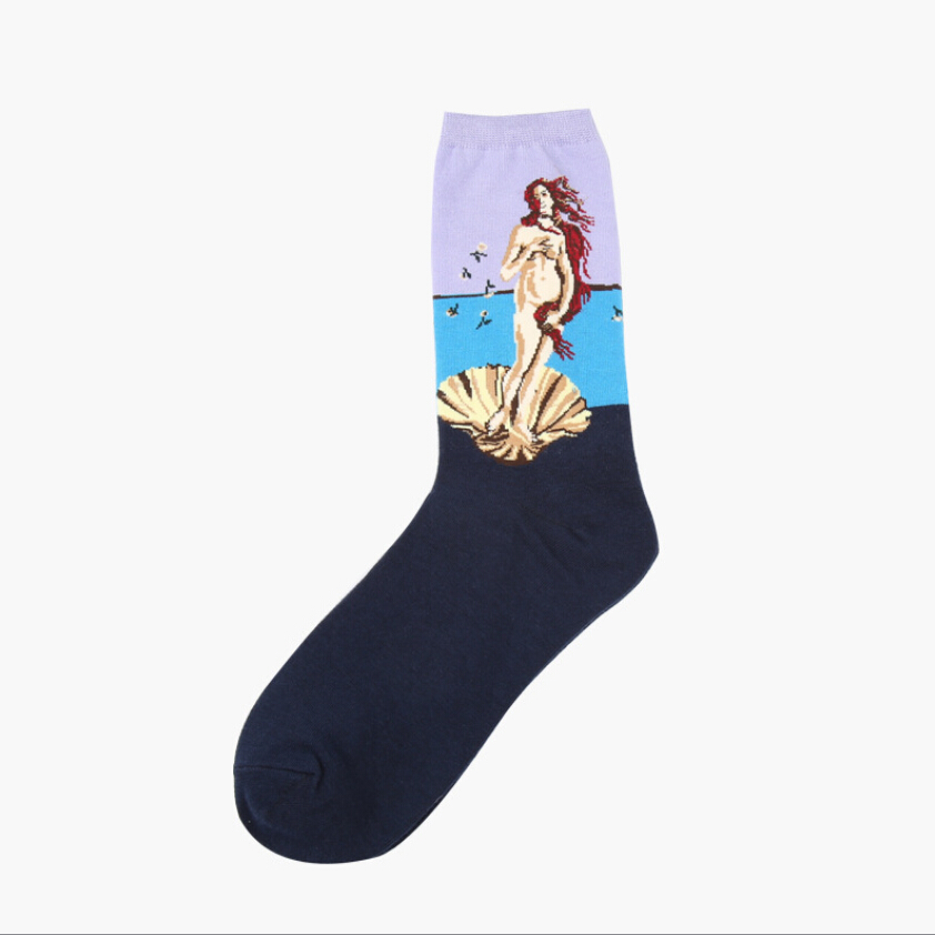 AliExpress 1 Pair Autumn Winter Retro Men Socks Couple Socks New Art Van Gogh Mural World Famous Oil Painting Series Funny Socks, view 6