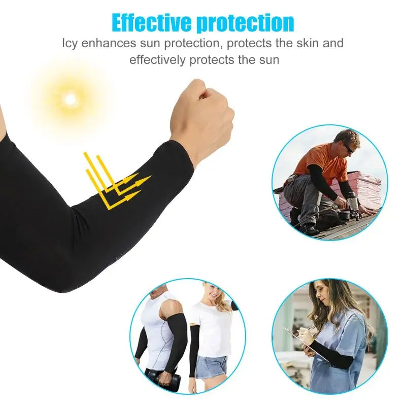 AliExpress 1 Pair Cooling Arm Covers for Men and Women Summer Sun Protection Sunshade Ice Silk Sleeves for Cycling Outdoor Sports Golf Runn, view 4