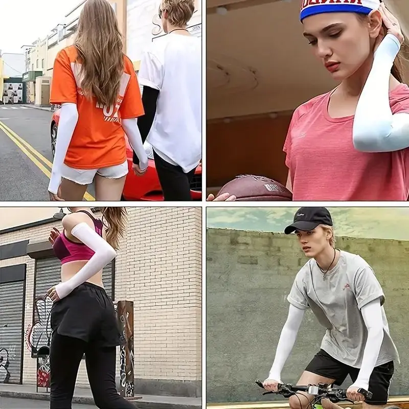 AliExpress 1 Pair Cooling Arm Covers for Men and Women Summer Sun Protection Sunshade Ice Silk Sleeves for Cycling Outdoor Sports Golf Runn, view 5