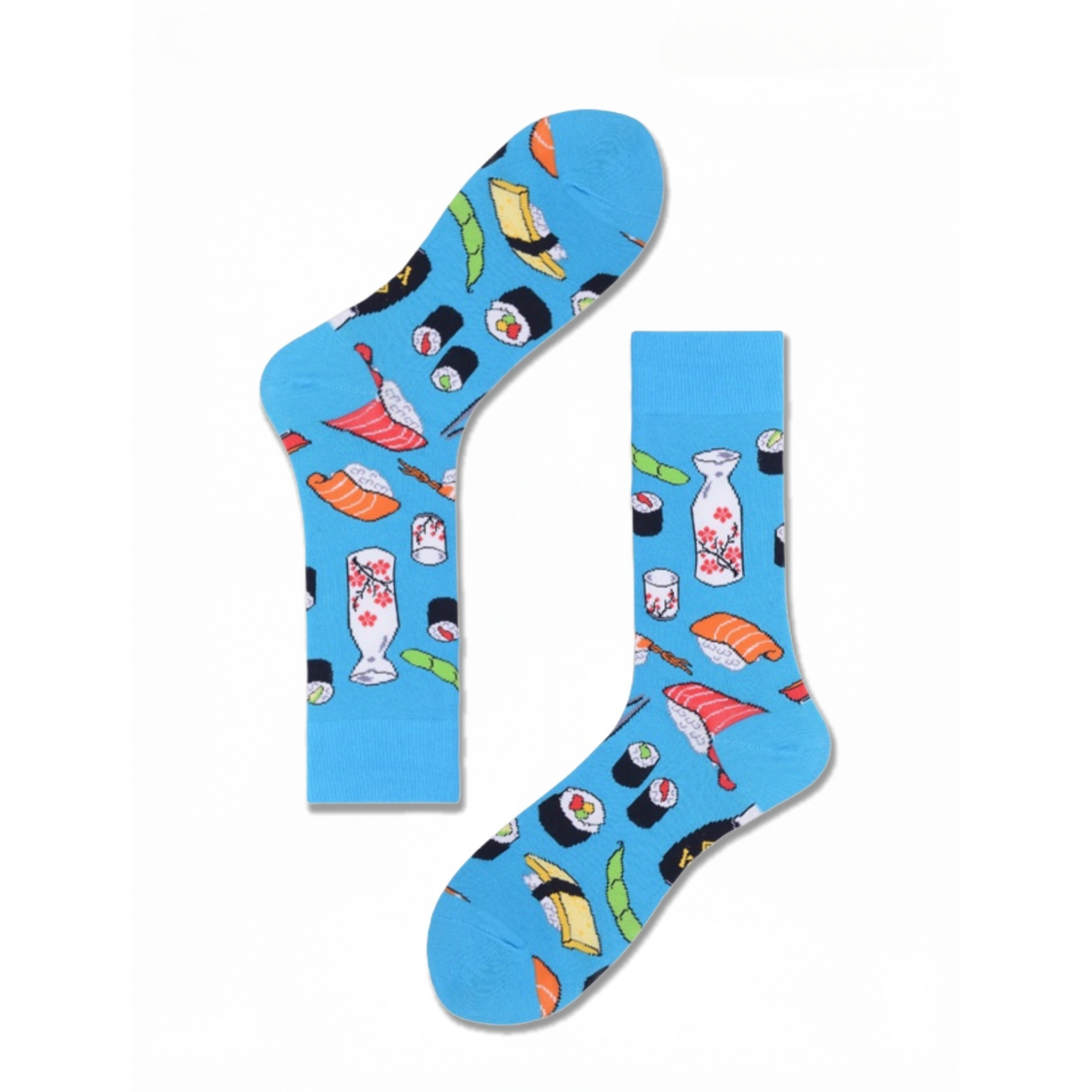 AliExpress 1 Pair Crew Socks With Japanese Cuisine Sushi Food Print In Blue, Comfortable Breathable Moisture-Wicking, Interesting Novelty, view 2