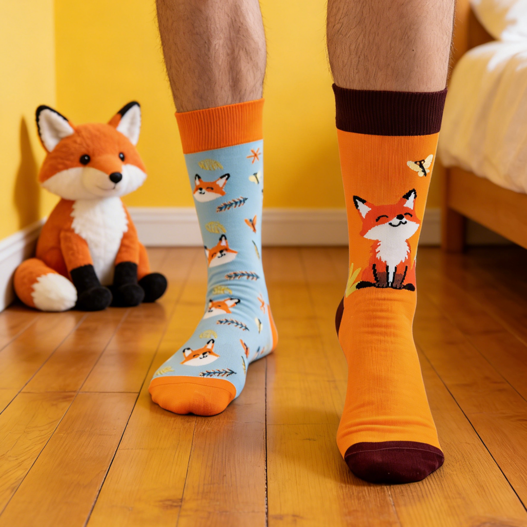 AliExpress 1 Pair Cute Little Foxes Mid-calf Socks，Fashionable AB-style , Personalized outfits, perfect for all seasons