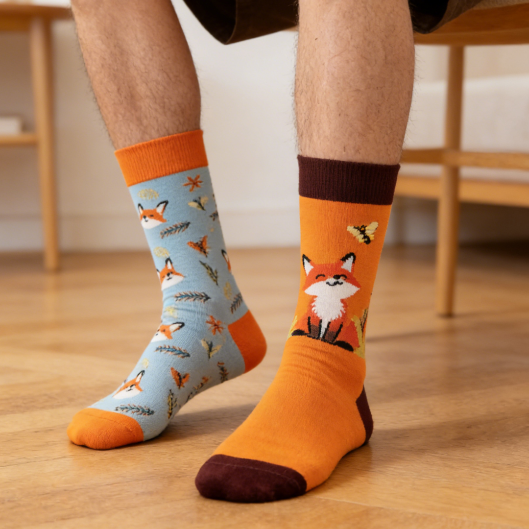 AliExpress 1 Pair Cute Little Foxes Mid-calf Socks，Fashionable AB-style , Personalized outfits, perfect for all seasons, view 2