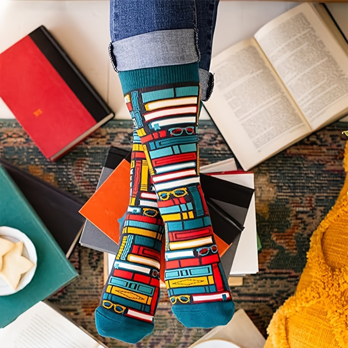 AliExpress 1 Pair Men'S Mid-Calf Socks | "Shh! I'm Reading", Breathable Moisture-Wicking Socks, Ideal for Daily Use and Gifting, view 3