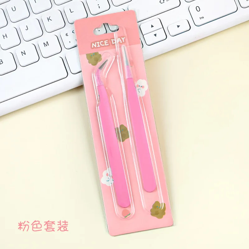 AliExpress 1 Pair Multifunctional Tweezers Set, Straight & Curved Tweezers, Hand Account Sticker Picking Tool, Colorful Craft Clips, view 6