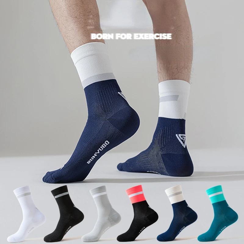 AliExpress 1 Pair Professional Running Socks Men's Sweat Breathable Marathon Cycling Socks Men Sport Running Sports Sock