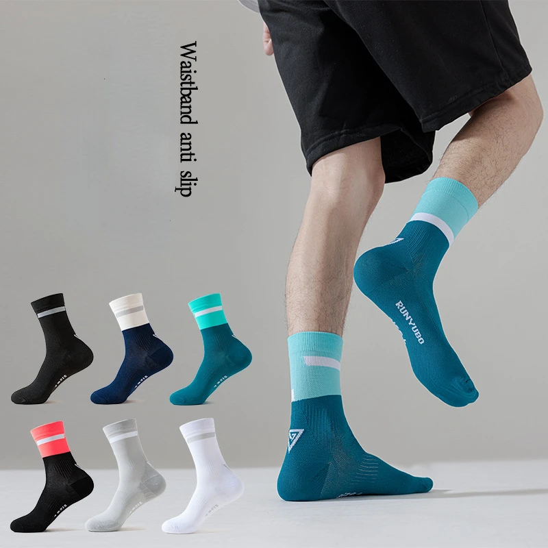 AliExpress 1 Pair Professional Running Socks Men's Sweat Breathable Marathon Cycling Socks Men Sport Running Sports Sock, view 2