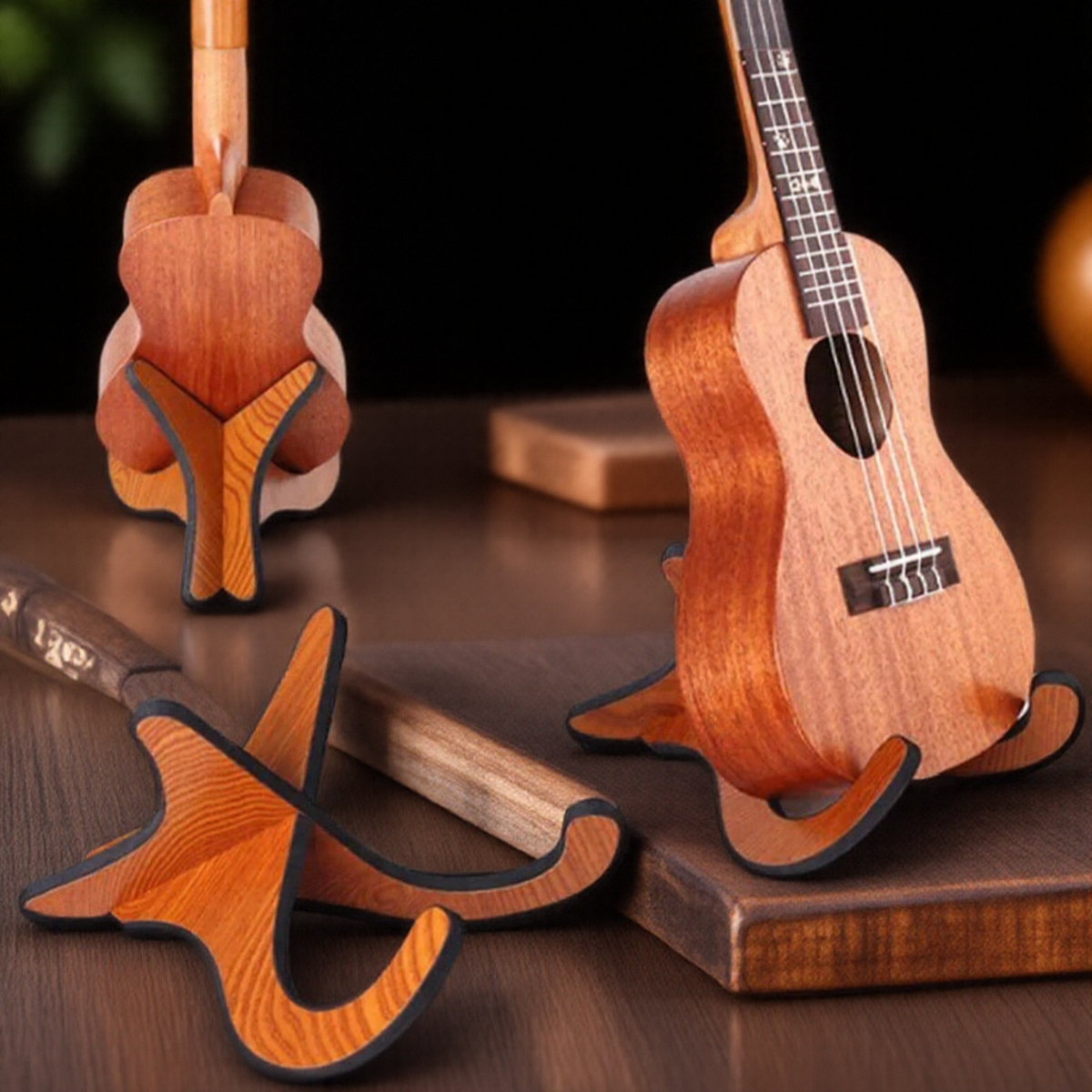 AliExpress 1 Pair Wooden Ukulele Stand Adjustable Guitar Holder for Musical Instruments Accessories Portable Bamboo Stand