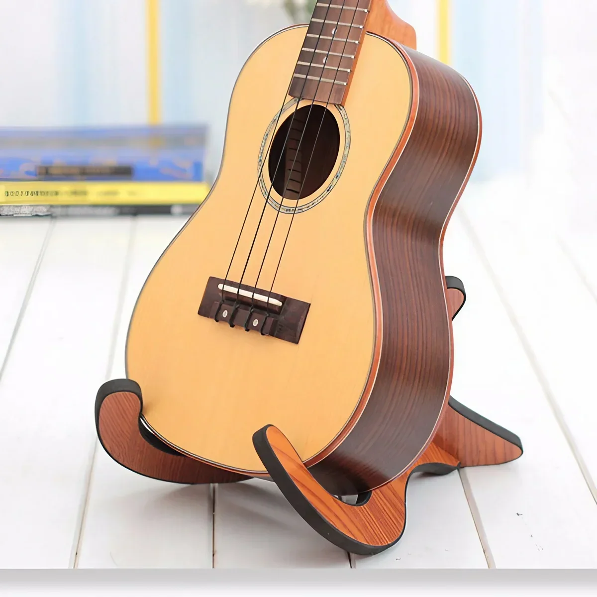 AliExpress 1 Pair Wooden Ukulele Stand Adjustable Guitar Holder for Musical Instruments Accessories Portable Bamboo Stand, view 6