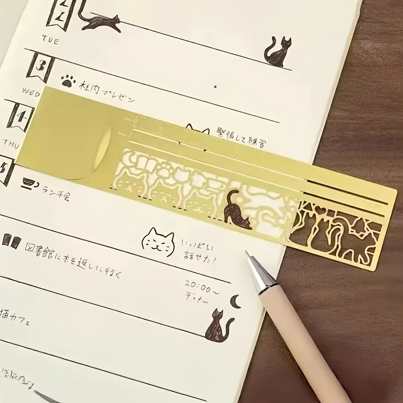 AliExpress 1 PC Cute Cat Bookmark - Double-Sided Ruler for Diary/Planner/Notes, Creative Stationery Gift
