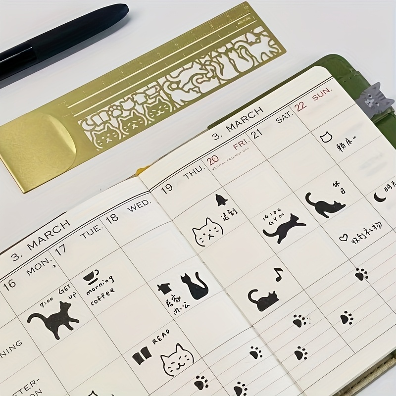 AliExpress 1 PC Cute Cat Bookmark - Double-Sided Ruler for Diary/Planner/Notes, Creative Stationery Gift, view 3