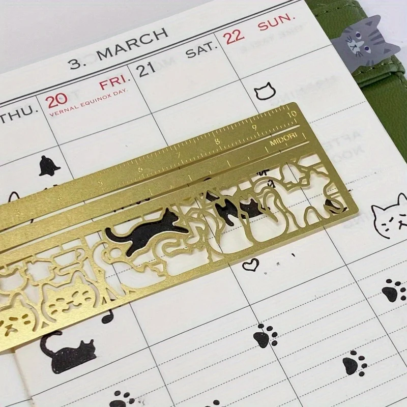 AliExpress 1 PC Cute Cat Bookmark - Double-Sided Ruler for Diary/Planner/Notes, Creative Stationery Gift, view 4