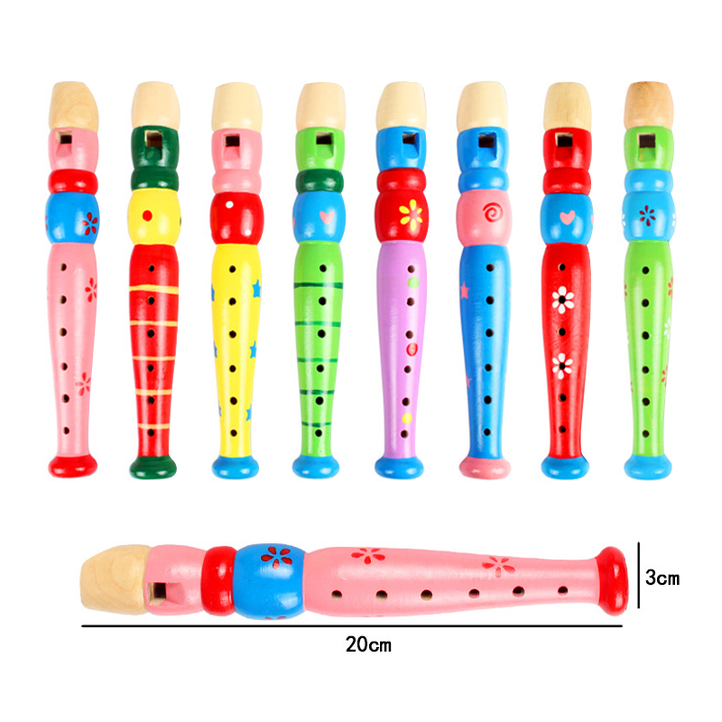 AliExpress 1 Pc Small Wooden Colorful Piccolo Flute for Kids Learning Rhythm Musical Instrument Early Education Music Sound Toys for Kids, view 2