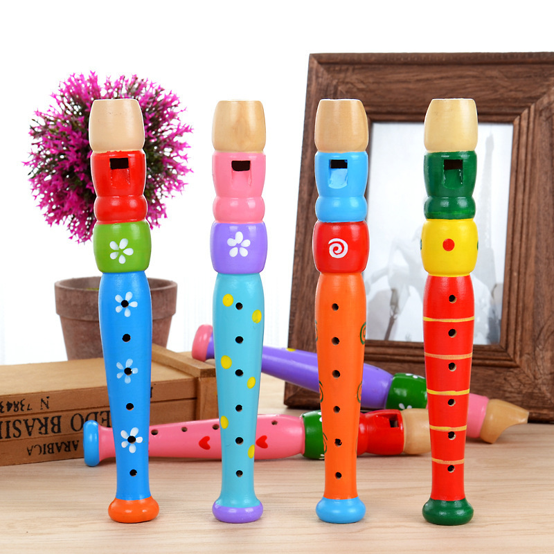 AliExpress 1 Pc Small Wooden Colorful Piccolo Flute for Kids Learning Rhythm Musical Instrument Early Education Music Sound Toys for Kids, view 4