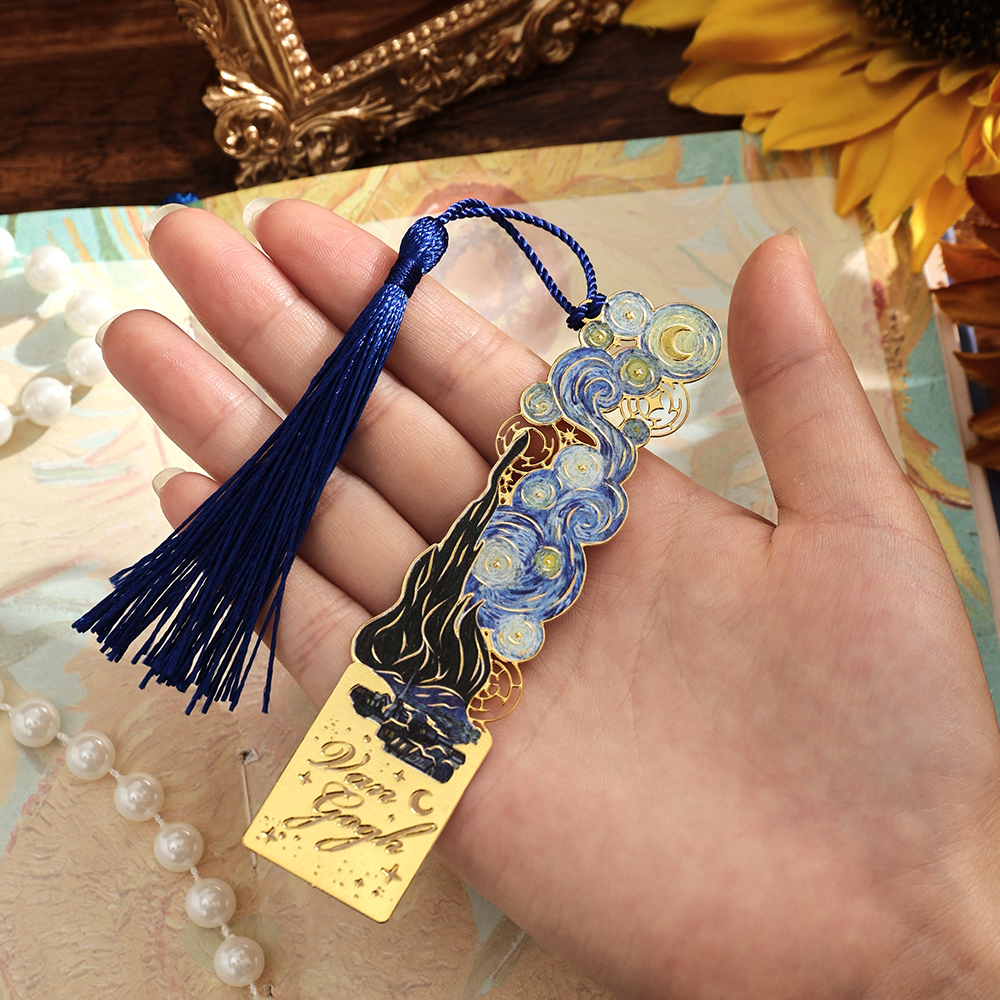 AliExpress 1 Pc Vintage Artistic Metal Bookmark, Hollow Painting Design With Long Tassel For Office Book Lovers Reading Gift Stationery, view 4